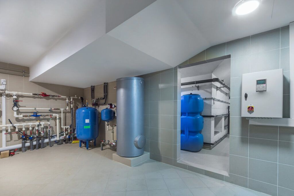 a view of a swimming pool plant room