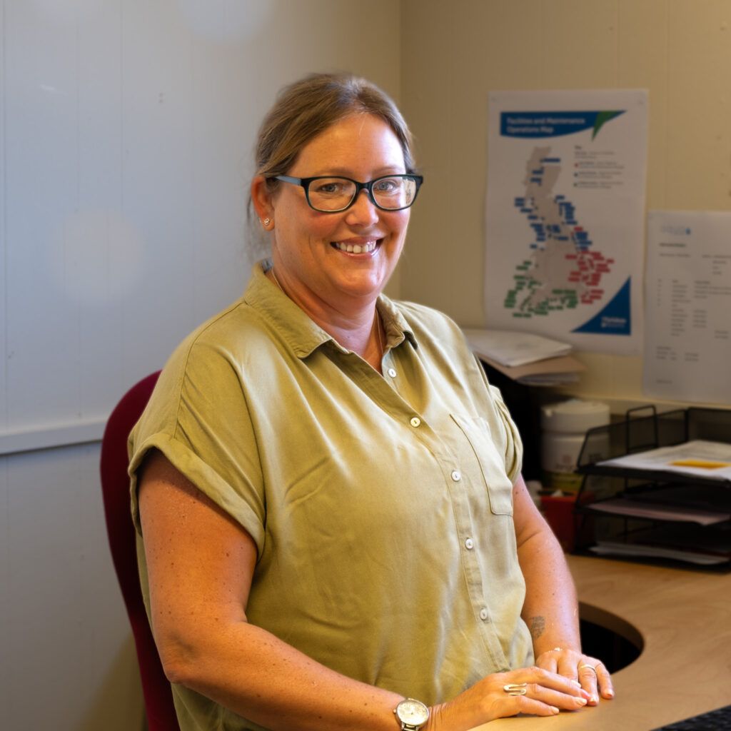 A picture of office administrator, Jenny McWilliams at her desk at Aqua Engineering's HQ.